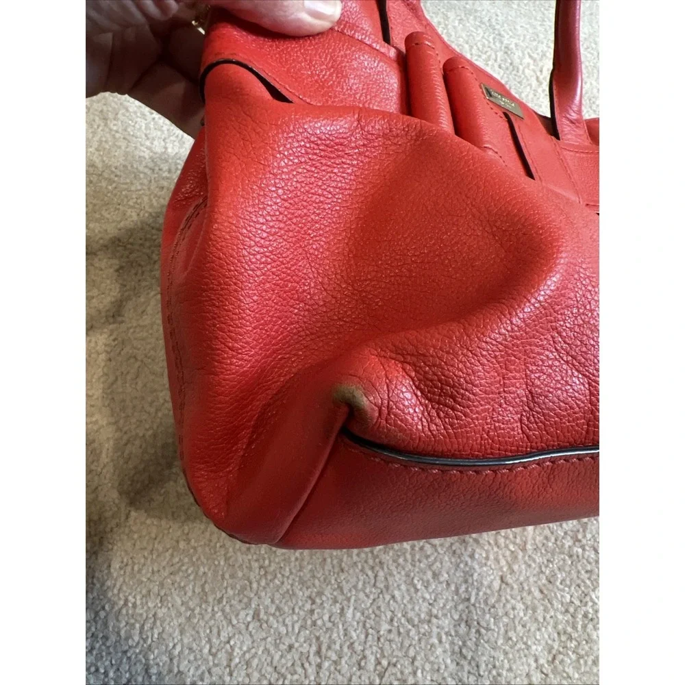 Kate Spade Elena‎ Villabella Orange Red Shoulder Bag Leather Handbag Bow Satchel